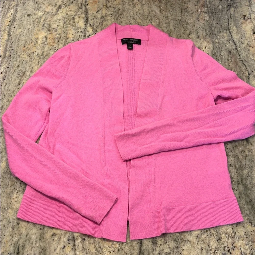 Pristine 🌷 Banana Republic Bubblegum Pink Open Wool Cardigan Sz S - Picture 10 of 10